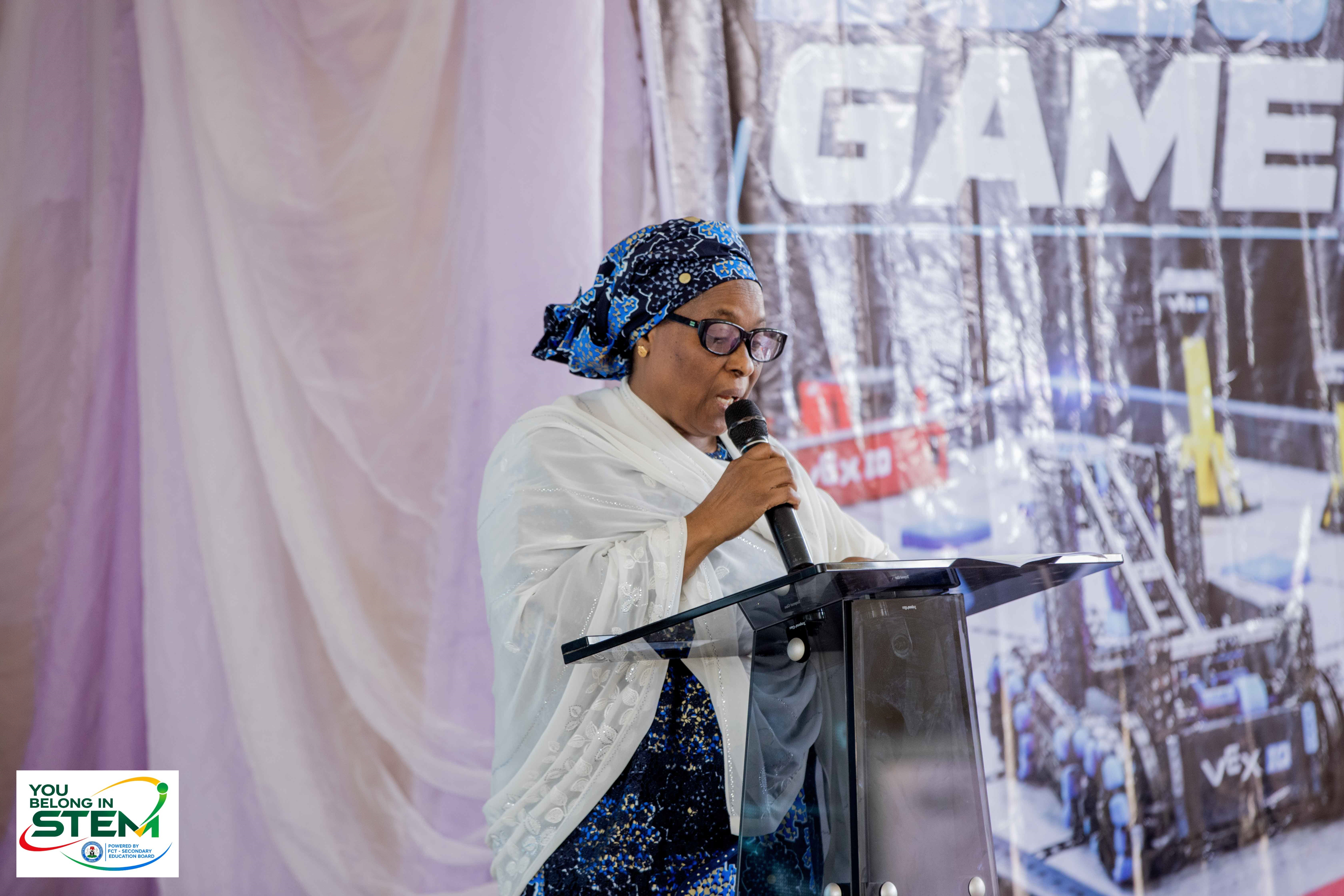Hajia Fatima Babba Gambo, former Director of FCT-SEB, speaking at the launch