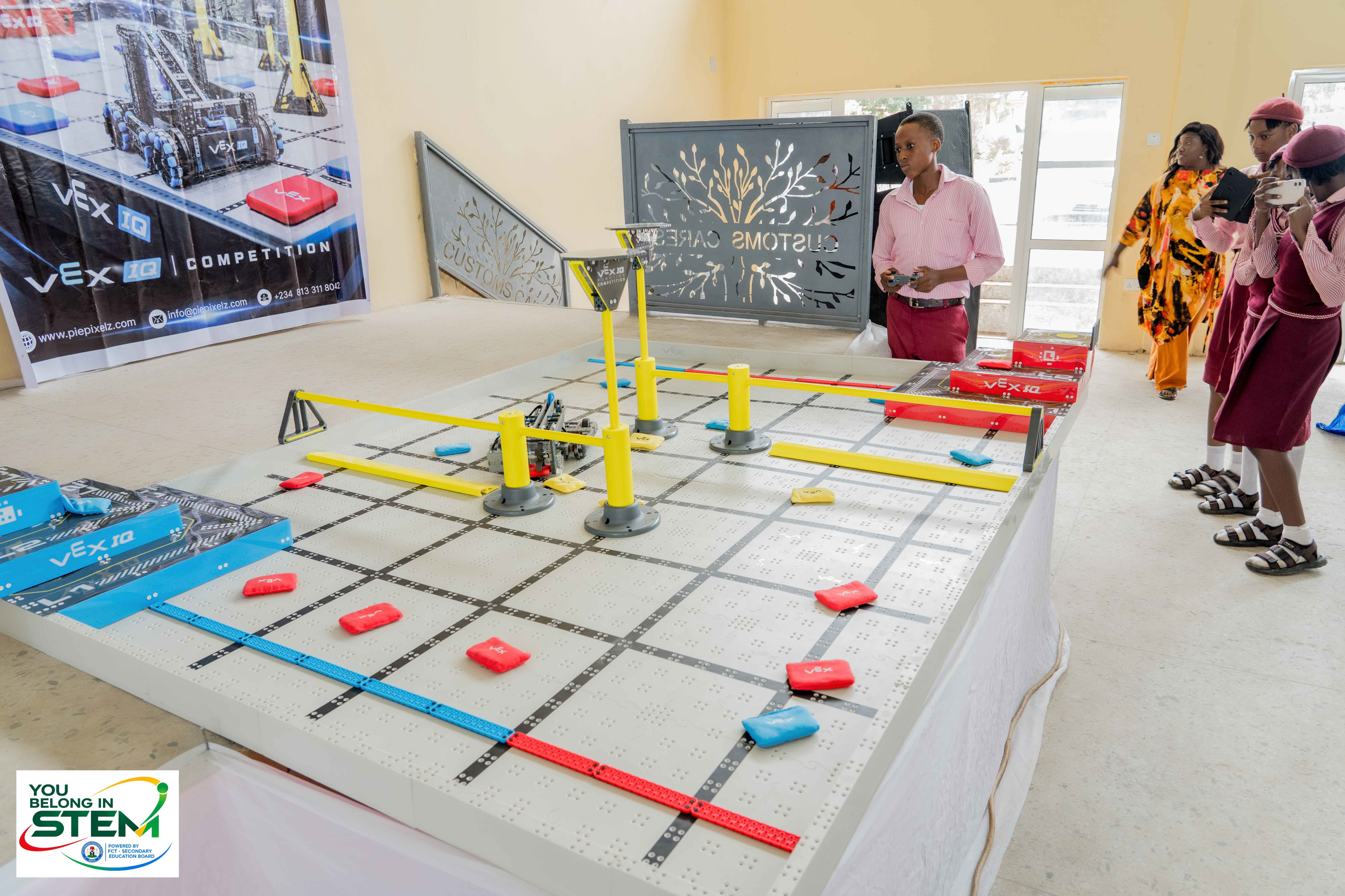 VEX IQ competition field during the You Belong in STEM FCT Edition event